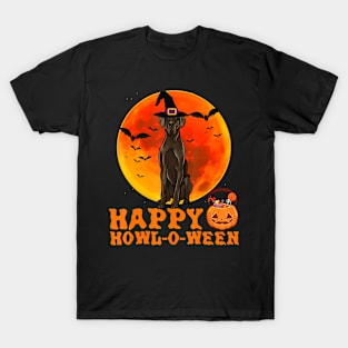 Funny Black Great Dane Dog Halloween Happy Howl-o-ween T-Shirt